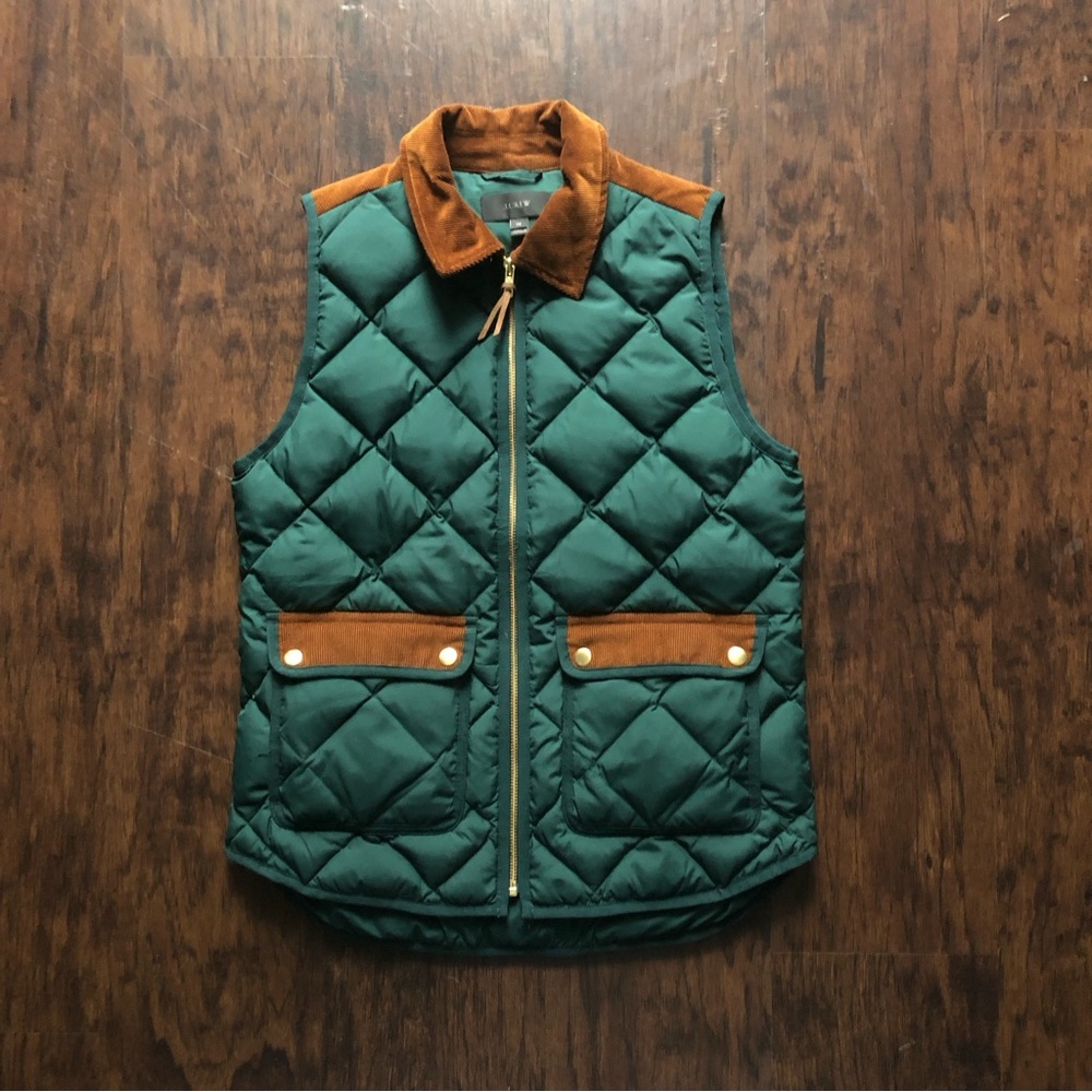 J Crew Green Puffer Vest
